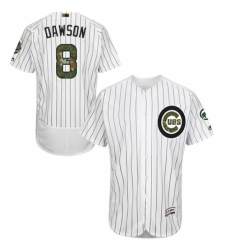 Men's Majestic Chicago Cubs #8 Andre Dawson Authentic White 2016 Memorial Day Fashion Flex Base MLB Jersey