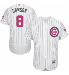 Men's Majestic Chicago Cubs #8 Andre Dawson Authentic White 2016 Mother's Day Fashion Flex Base MLB Jersey