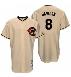 Men's Majestic Chicago Cubs #8 Andre Dawson Replica Cream Cooperstown Throwback MLB Jersey