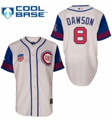 Men's Majestic Chicago Cubs #8 Andre Dawson Replica Cream/Blue 1942 Turn Back The Clock MLB Jersey