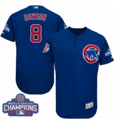 Men's Majestic Chicago Cubs #8 Andre Dawson Royal Blue 2016 World Series Champions Flexbase Authentic Collection MLB Jersey