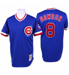 Men's Mitchell and Ness Chicago Cubs #8 Andre Dawson Replica Blue Throwback MLB Jersey