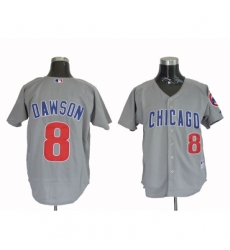 Men's Mitchell and Ness Chicago Cubs #8 Andre Dawson Replica Grey Throwback MLB Jersey