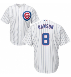 Youth Majestic Chicago Cubs #8 Andre Dawson Authentic White Home Cool Base MLB Jersey