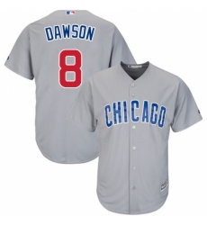 Youth Majestic Chicago Cubs #8 Andre Dawson Replica Grey Road Cool Base MLB Jersey