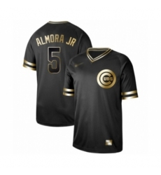 Men's Chicago Cubs #5 Albert Almora Jr Authentic Black Gold Fashion Baseball Jersey
