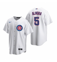 Men's Nike Chicago Cubs #5 Albert Almora Jr White Home Stitched Baseball Jersey