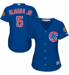 Women's Majestic Chicago Cubs #5 Albert Almora Jr Authentic Royal Blue Alternate MLB Jersey