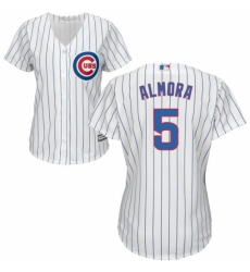 Women's Majestic Chicago Cubs #5 Albert Almora Jr Authentic White Home Cool Base MLB Jersey