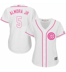 Women's Majestic Chicago Cubs #5 Albert Almora Jr Replica White Fashion MLB Jersey