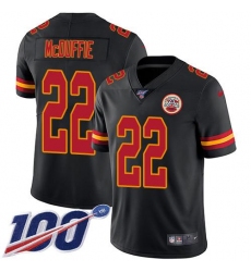 Men's Nike Kansas City Chiefs #22 Trent McDuffie Black Stitched NFL Limited Rush 100th Season Jersey