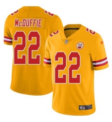 Men's Nike Kansas City Chiefs #22 Trent McDuffie Gold Stitched NFL Limited Inverted Legend Jersey