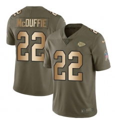 Men's Nike Kansas City Chiefs #22 Trent McDuffie Olive Gold Stitched NFL Limited 2017 Salute To Service Jersey