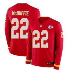 Men's Nike Kansas City Chiefs #22 Trent McDuffie Red Team Color Stitched NFL Limited Therma Long Sleeve Jersey