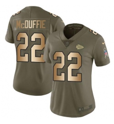 Women's Nike Kansas City Chiefs #22 Trent McDuffie Olive Gold Stitched NFL Limited 2017 Salute To Service Jersey