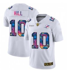 Men's Miami Dolphins #10 Tyreek Hill White Nike Multi-Color 2020 NFL Crucial Catch Limited NFL Jersey