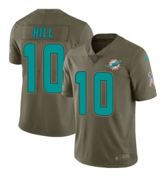 Men's Nike Miami Dolphins #10 Tyreek Hill Olive Stitched NFL Limited 2017 Salute to Service Jersey