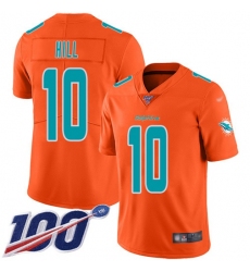 Men's Nike Miami Dolphins #10 Tyreek Hill Orange Stitched NFL Limited Inverted Legend 100th Season Jersey