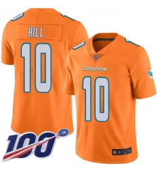 Men's Nike Miami Dolphins #10 Tyreek Hill Orange Stitched NFL Limited Rush 100th Season Jersey