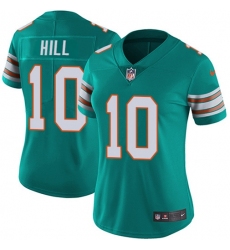 Women's Nike Miami Dolphins #10 Tyreek Hill Aqua Green Alternate Stitched NFL Vapor Untouchable Limited Jersey