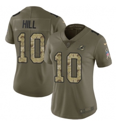 Women's Nike Miami Dolphins #10 Tyreek Hill Olive-Camo Stitched NFL Limited 2017 Salute To Service Jersey