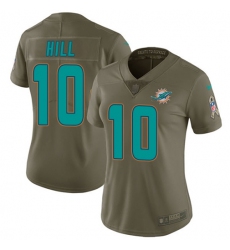 Women's Nike Miami Dolphins #10 Tyreek Hill Olive Stitched NFL Limited 2017 Salute To Service Jersey