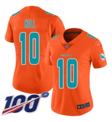 Women's Nike Miami Dolphins #10 Tyreek Hill Orange Stitched NFL Limited Inverted Legend 100th Season Jersey