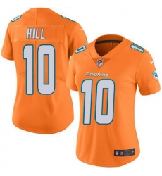 Women's Nike Miami Dolphins #10 Tyreek Hill Orange Stitched NFL Limited Rush Jersey