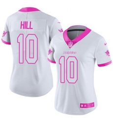 Women's Nike Miami Dolphins #10 Tyreek Hill White-Pink Stitched NFL Limited Rush Fashion Jersey