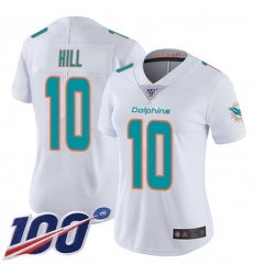 Women's Nike Miami Dolphins #10 Tyreek Hill White Stitched NFL 100th Season Vapor Untouchable Limited Jersey