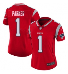 Women's Nike New England Patriots #1 DeVante Parker Red Stitched NFL Limited Inverted Legend Jersey
