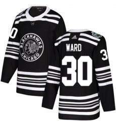 Youth Adidas Chicago Blackhawks #30 Cam Ward Authentic Black 2019 Winter Classic NHL Jersey