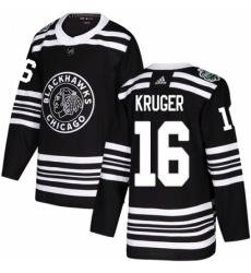 Youth Adidas Chicago Blackhawks #16 Marcus Kruger Authentic Black 2019 Winter Classic NHL Jersey