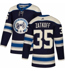 Men's Adidas Columbus Blue Jackets #35 Jeff Zatkoff Authentic Navy Blue Alternate NHL Jersey