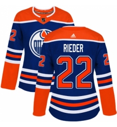 Women's Adidas Edmonton Oilers #22 Tobias Rieder Authentic Royal Blue Alternate NHL Jersey