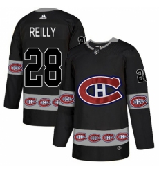 Men's Adidas Montreal Canadiens #28 Mike Reilly Authentic Black Team Logo Fashion NHL Jersey