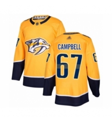 Men's Nashville Predators #67 Alexander Campbell Authentic Gold Home Hockey Jersey