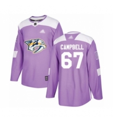 Men's Nashville Predators #67 Alexander Campbell Authentic Purple Fights Cancer Practice Hockey Jersey