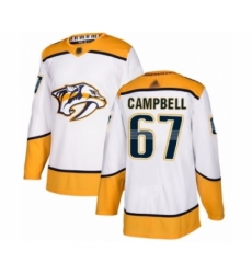 Men's Nashville Predators #67 Alexander Campbell Authentic White Away Hockey Jersey