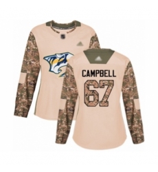 Women's Nashville Predators #67 Alexander Campbell Authentic Camo Veterans Day Practice Hockey Jersey