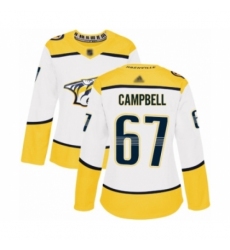 Women's Nashville Predators #67 Alexander Campbell Authentic White Away Hockey Jersey