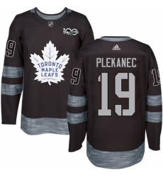 Men's Adidas Toronto Maple Leafs #19 Tomas Plekanec Authentic Black 1917-2017 100th Anniversary NHL Jersey