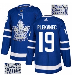 Men's Adidas Toronto Maple Leafs #19 Tomas Plekanec Authentic Royal Blue Fashion Gold NHL Jersey
