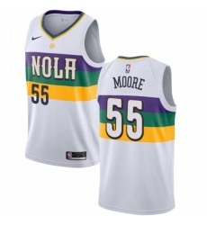 Men's Nike New Orleans Pelicans #55 E Twaun Moore Swingman White NBA Jersey - City Edition