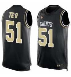 Men's Nike New Orleans Saints #51 Manti Te'o Limited Black Player Name & Number Tank Top NFL Jersey
