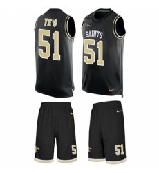 Men's Nike New Orleans Saints #51 Manti Te'o Limited Black Tank Top Suit NFL Jersey