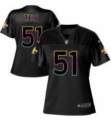 Women's Nike New Orleans Saints #51 Manti Te'o Game Black Fashion NFL Jersey