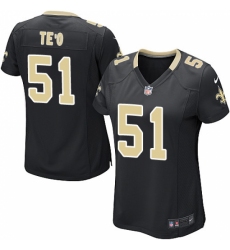 Women's Nike New Orleans Saints #51 Manti Te'o Game Black Team Color NFL Jersey