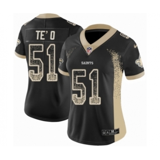 Women's Nike New Orleans Saints #51 Manti Te'o Limited Black Rush Drift Fashion NFL Jersey Women's Nike New Orleans Saints #51 Manti Te'o Limited Black Rush Drift Fashion NFL Jersey
