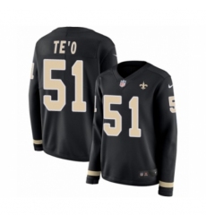 Women's Nike New Orleans Saints #51 Manti Te'o Limited Black Therma Long Sleeve NFL Jersey